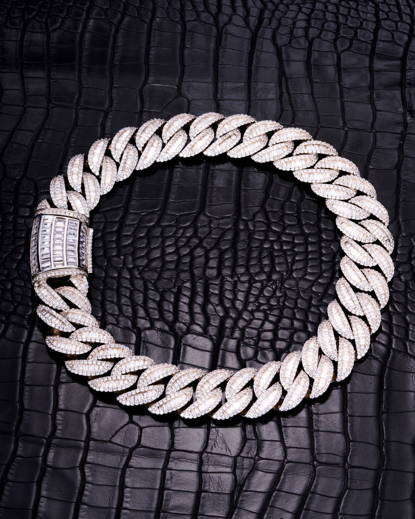 25mm baguette link necklacechain custom clasp white gold diamonds ifandco icebox asaprocky travis scott