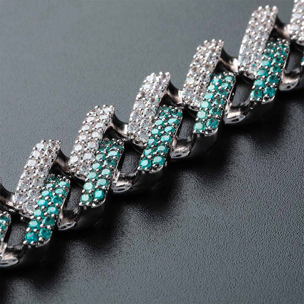 two tone curb cuban link bracelet blueface diamond gold buy travis scott