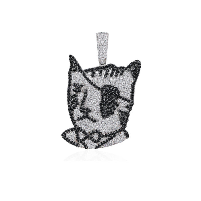 lil uzi vert tattoo cat pendant necklace chain luv free chain diamond vvs ifandco liluzivert