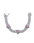 Fully iced Bubble heart shape cuban link diamond bracelet White Gold cardib hip hop fashion rapper celebrities jewelery jewelers