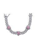Fully iced Bubble heart shape cuban link diamond bracelet White Gold cardib hip hop fashion rapper celebrities jewelery jewelers