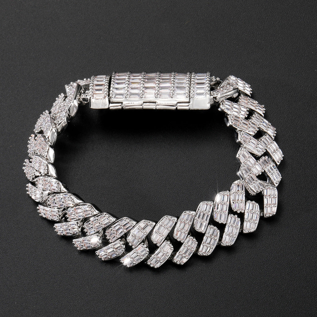 17mm fully iced baguette diamond cuban link necklace chain White Gold yellow gold asap rocky playboi carti lil uzi vert hip hop jewelry custom made