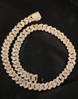 fully iced out 12mm curb cuban link necklace chain in baguette diamond White Gold shopgld