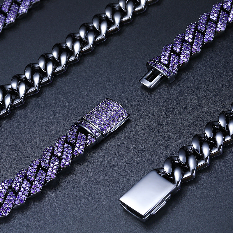 14mm curb cuban link necklace chain two row diamond purple black gold haze trap liluzivert drake travis scott shopgld diamond ifandco icebox jewelry hip hop rappers 