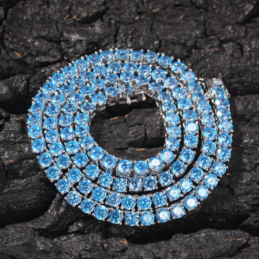 4mm topaz blue tennis links chain Yellow Gold Bijouterie Gonin