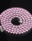 4MM Solitaire Pink Simulated Diamonds Tennis Chain ifandco kylie jenner cardi b shopgld 