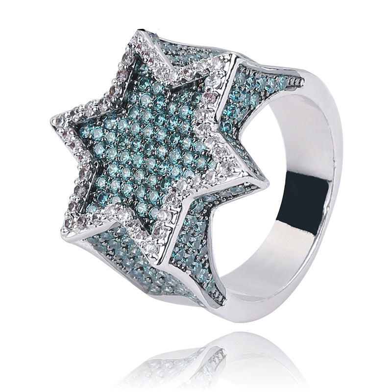 Hexagon Franklin mint star ring two tone diamond vvs ifandco on migos blueface bust down