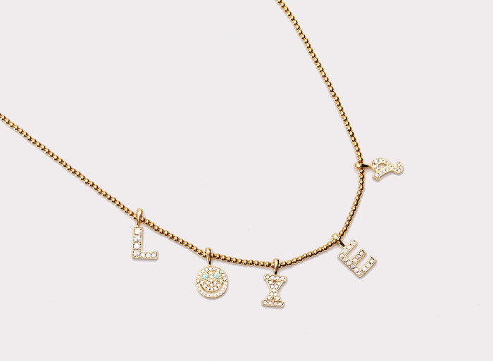 EYEFUNNY smiling face pendant necklace chain diamond vvs アイファニー POGGY KIM JONES VIRGIL JBALVIN