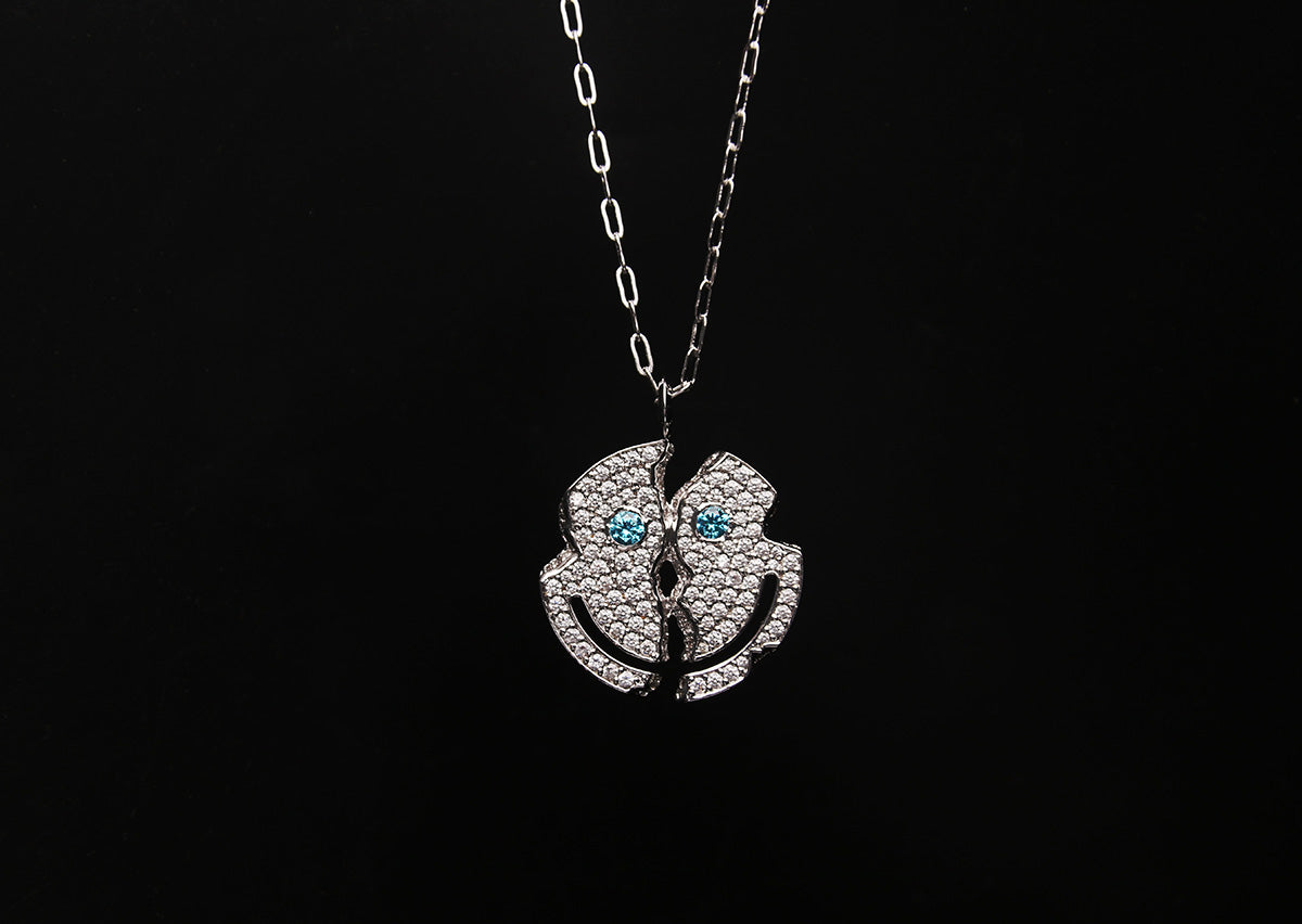 EYEFUNNY broken smiling face pendant necklace chain diamond vvs アイファニー POGGY KIM JONES VIRGIL JBALVIN