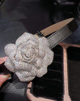 Piaget rose diamond bangle bracelet watch leather strap diamonds