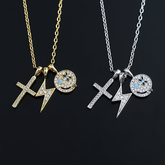 EYEFUNNY smiling face pendant necklace chain diamond vvs アイファニー POGGY KIM JONES VIRGIL JBALVIN