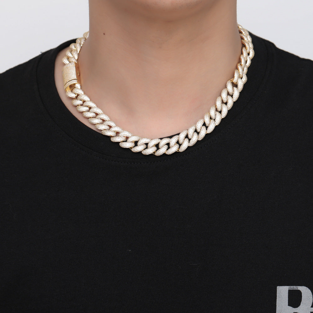 14mm rounded bubble cuban links necklace/bracelet chain 3D diamons vvs ifandco shopgld