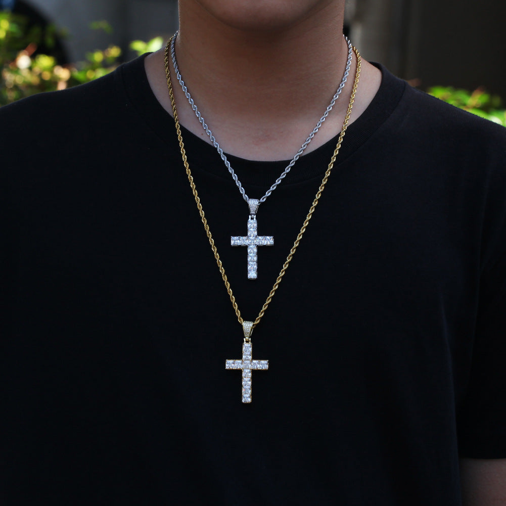 Princess cut cross pendant & necklace with free matching chain playboi carti vlone 
