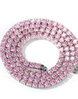 4MM Solitaire Pink Simulated Diamonds Tennis Chain ifandco kylie jenner cardi b shopgld 