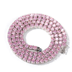 4MM Solitaire Pink Simulated Diamonds Tennis Chain ifandco kylie jenner cardi b shopgld 