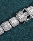 baguette diamond round stone tennis links bracelet necklace chain white gold yellow gold baller rappers nba fashion nova