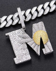 Iced Out diamond daisy flower letter M pendant necklace with free matching chain included as seen on Rapper Knowknow. custom ifandco diamond