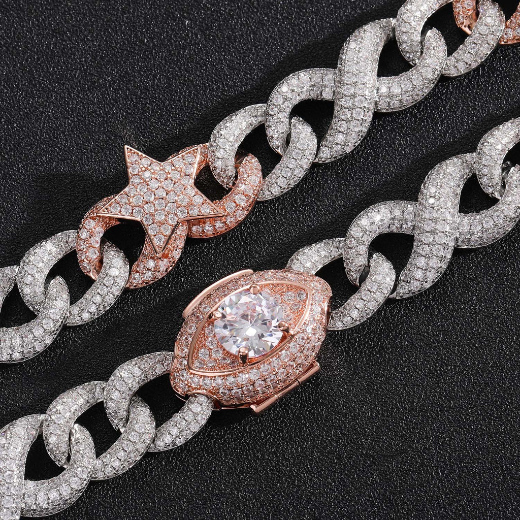 Custom fully iced diamond star interlaced cuban link short choker necklace rap artist jewelers jewelery bling travis scott ifandco
