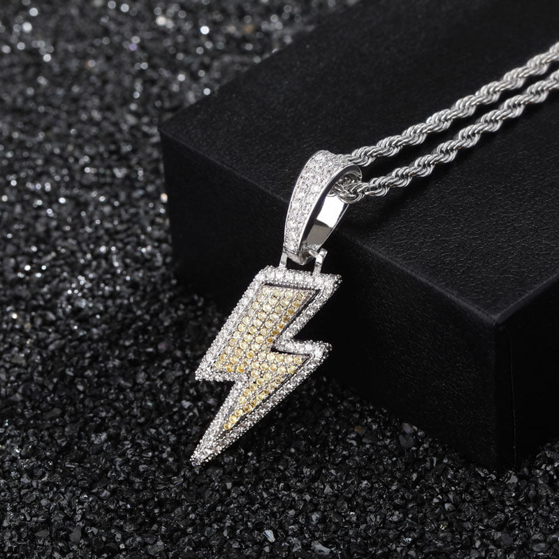 ian connor thunderbolt emoji pendant necklace chain diamond custom vvs benballer vlone