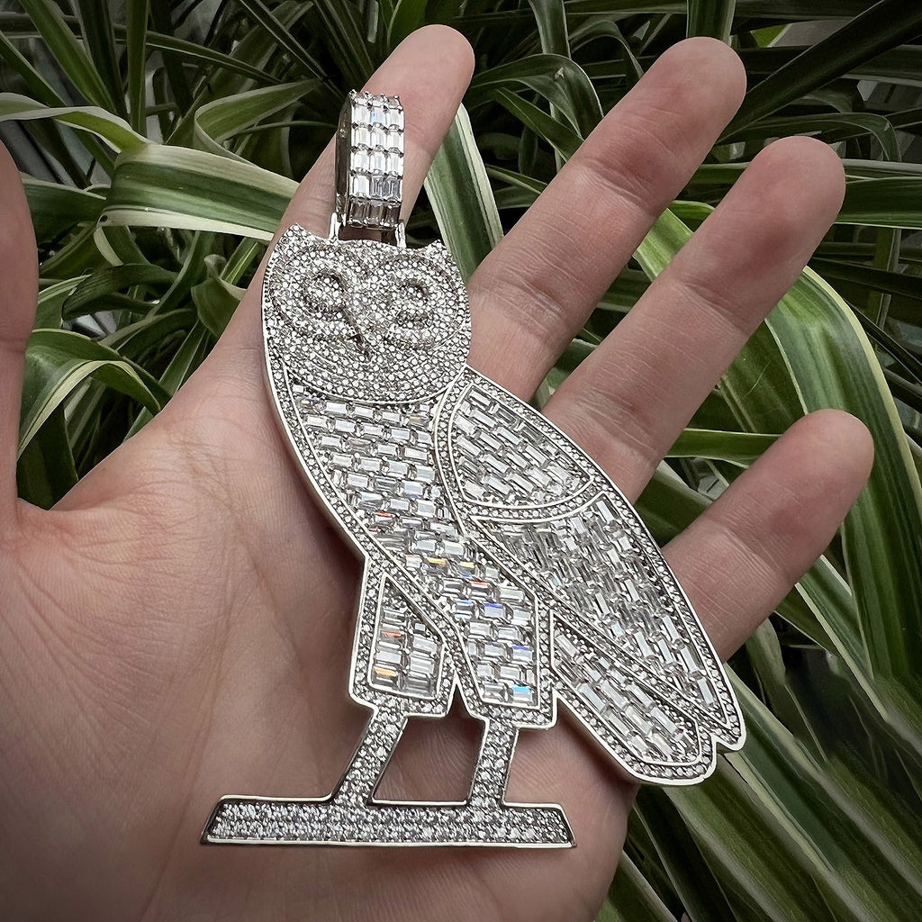 Iced Out OVO owl  pendant necklace with free matching chain included. As seen on Drake ifandco custom diamond necklace buy ovo merch drake concert