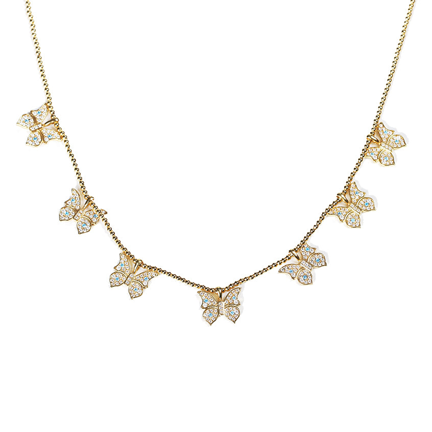 Farfetch Eyefunny diamond butterfly pendant choker necklace 