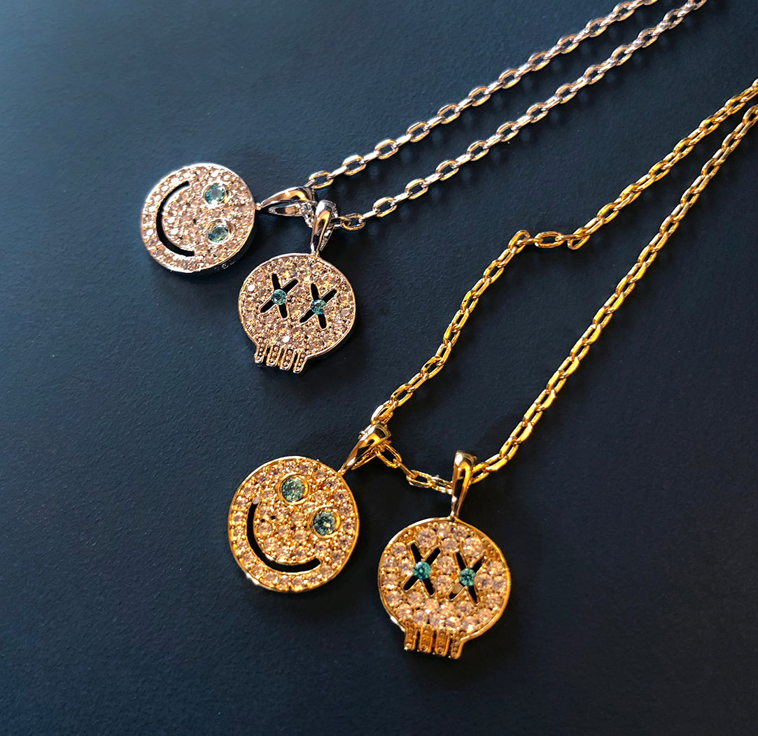 EYEFUNNY smiling face pendant necklace chain diamond vvs アイファニー POGGY KIM JONES VIRGIL JBALVIN