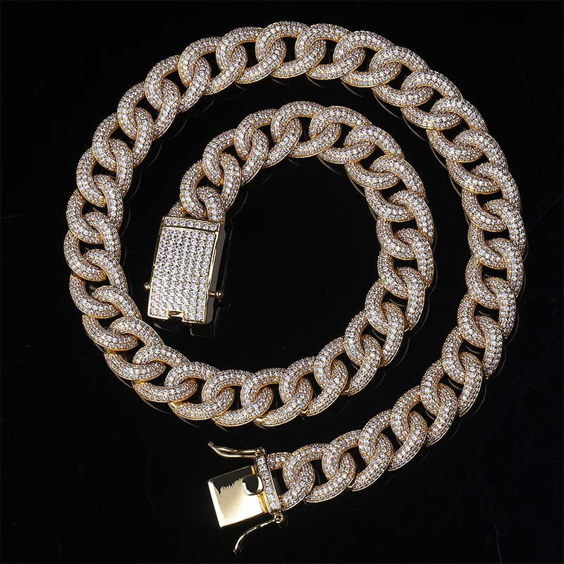 15mm cuban link fully iced micro pave diamond travis scott playboi carti asap rocky ian connor vlone vvs