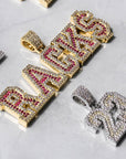 Custom A-Z baguette diamond custom Letters numbers Initial Charm pendant hollywood celebrity jewelers jewelry hip hop diamond necklace chain