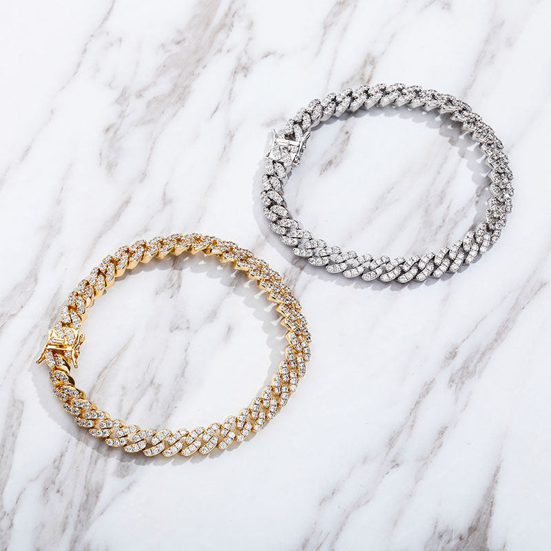 9mm cuban link chain bracelet ankle chain diamond white gold female jewelry fine jewelers farfetch