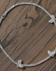 4mm tennis link with fully iced 3 butterflies short diamond necklace choker White Gold kylie jenner kardashians