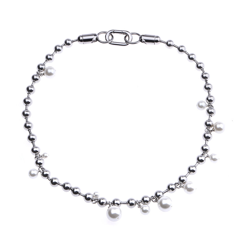 Beaded chain cuban links with dangling freshwater pearls necklace asaprocky
