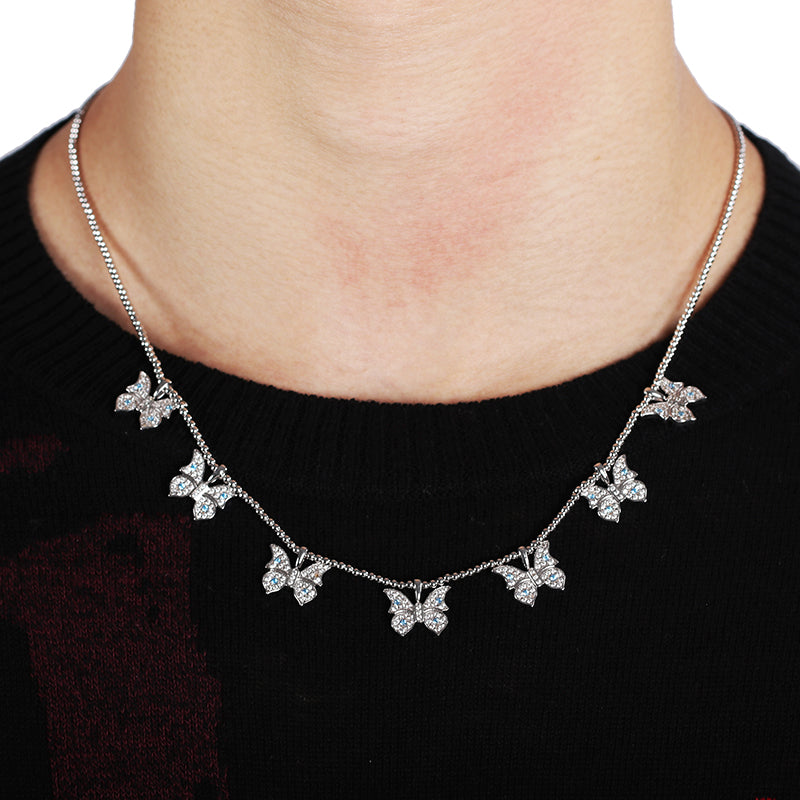 Farfetch Eyefunny diamond butterfly pendant choker necklace 