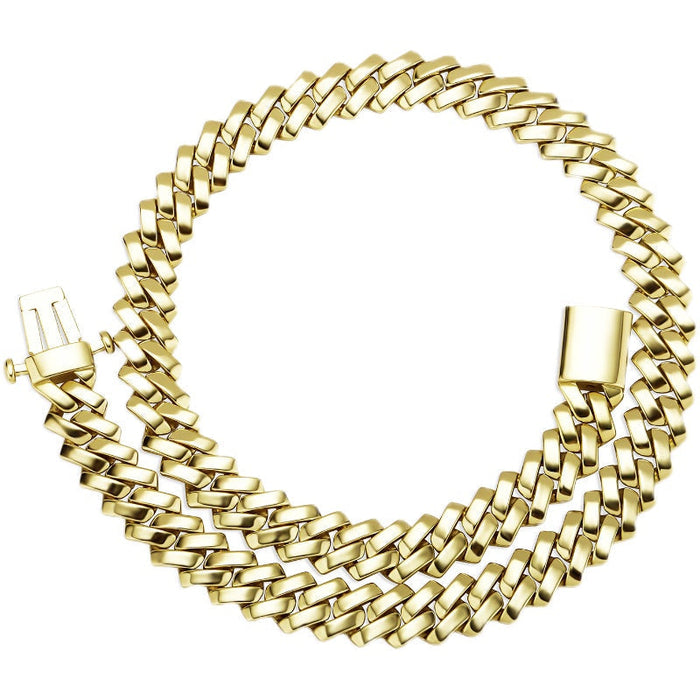 solid special clasp 18mm curb cuban link chain necklace bracelet yellow gold white gold solid silver 925 sterling vermeil