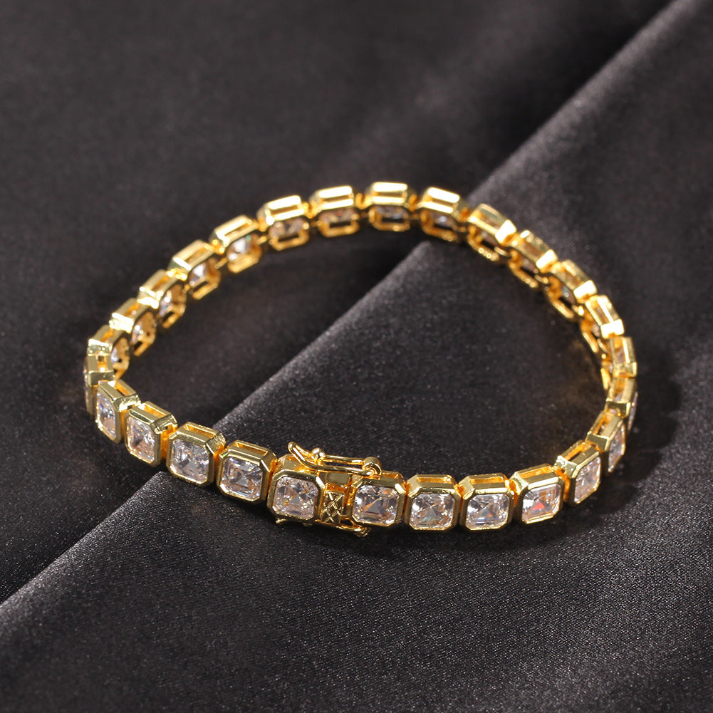 Emerald-Cut Diamond Eternity Line Tennis Bracelet in white gold travis scott