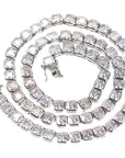 Emerald Cut Diamond Eternity Line Tennis Bracelet in white gold diamonds fine jewelery celebrity jewelers