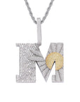 Iced Out diamond daisy flower letter M pendant necklace with free matching chain included as seen on Rapper Knowknow. custom ifandco diamond