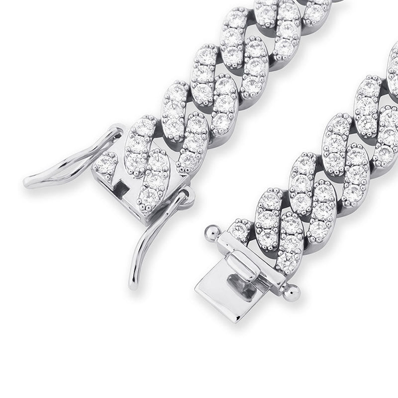 9mm cuban link chain bracelet ankle chain diamond white gold female jewelry fine jewelers chanel