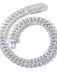 17mm fully iced baguette diamond cuban link necklace chain White Gold yellow gold asap rocky playboi carti lil uzi vert hip hop jewelry custom made