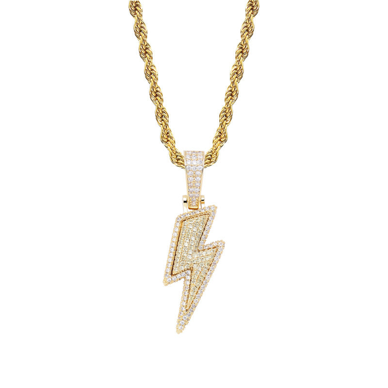 ian connor thunderbolt emoji pendant necklace chain diamond custom vvs benballer vlone