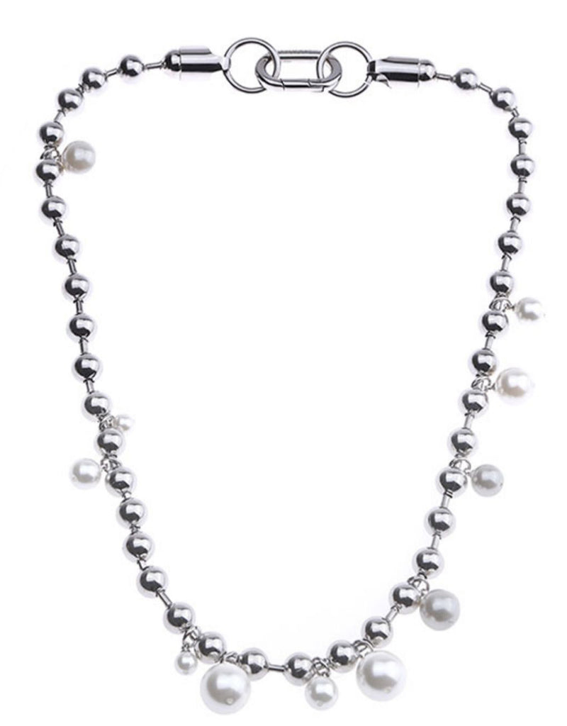 Beaded chain cuban links with dangling freshwater pearls necklace asaprocky
