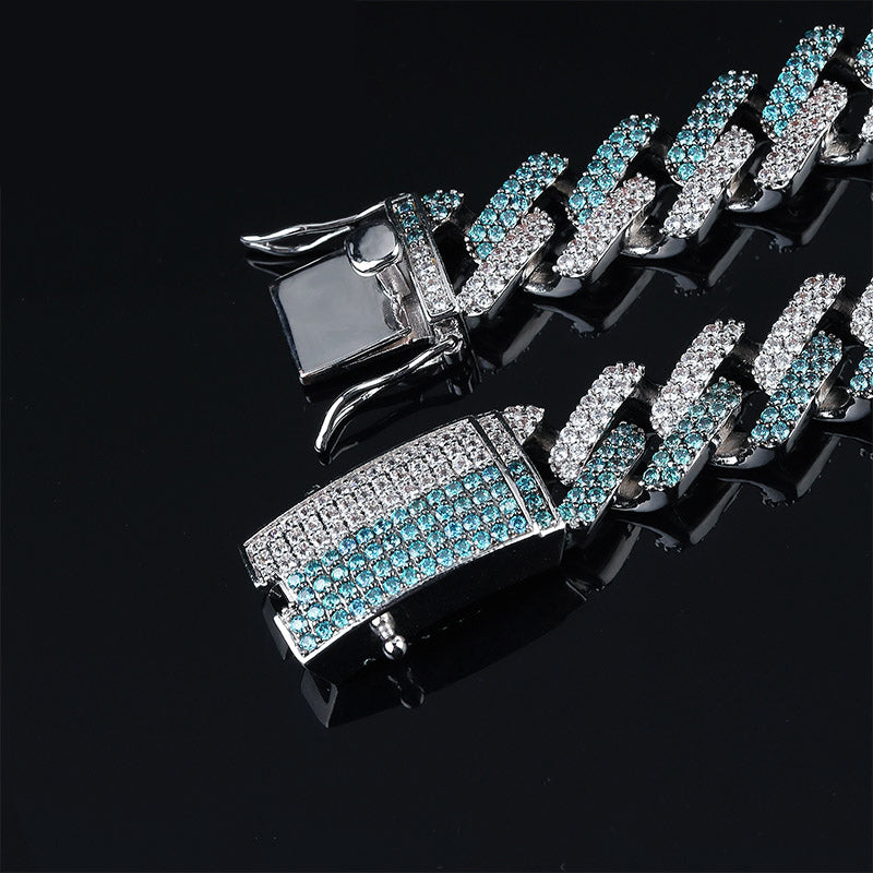 two tone curb cuban link bracelet blueface diamond gold buy travis scott