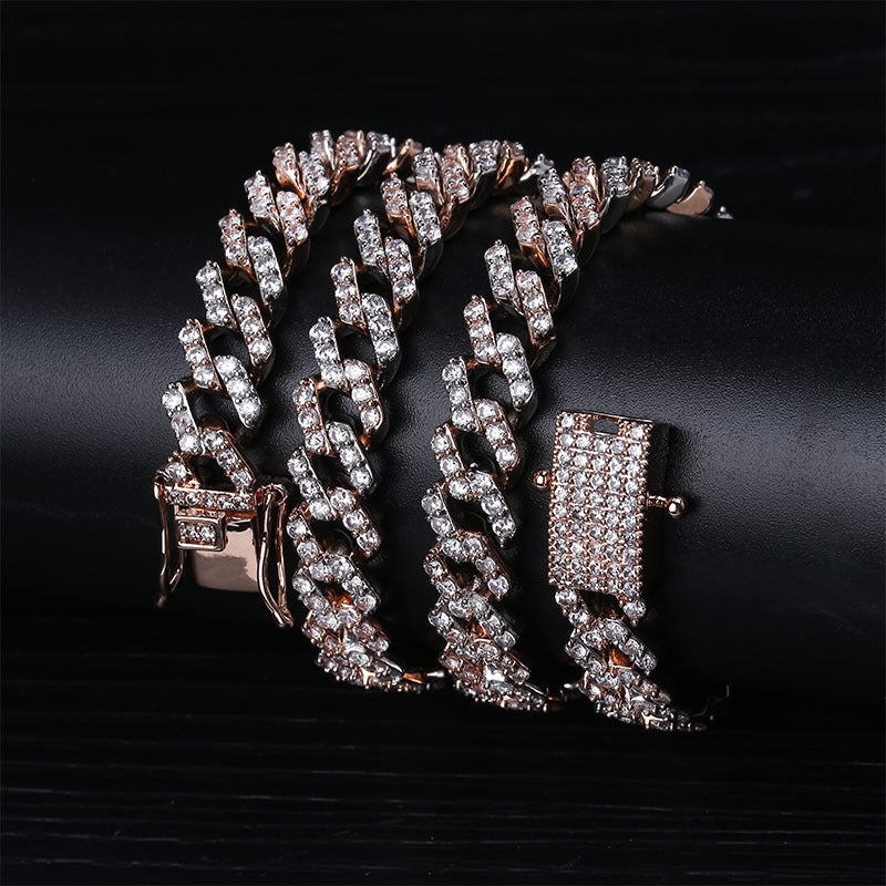 10mm curb cuban link chain necklace vvs diamond kanye west travis scott