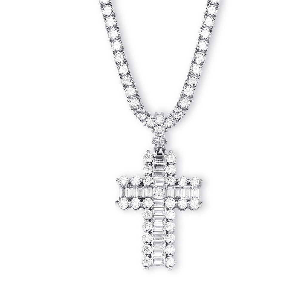 Vintage baguette cross pendant necklace free chain kanye west travis scott liluzivert vlone