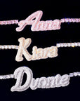 Hailey Bieber Wears Diamond Necklace With Her Married Last Name Vogue people.com custom name diamond necklace tennis link chain 