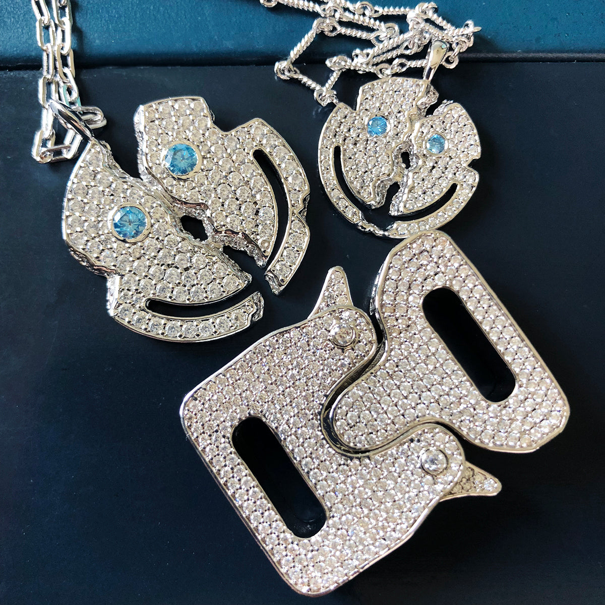 EYEFUNNY broken smiling face pendant necklace chain diamond vvs アイファニー POGGY KIM JONES VIRGIL JBALVIN