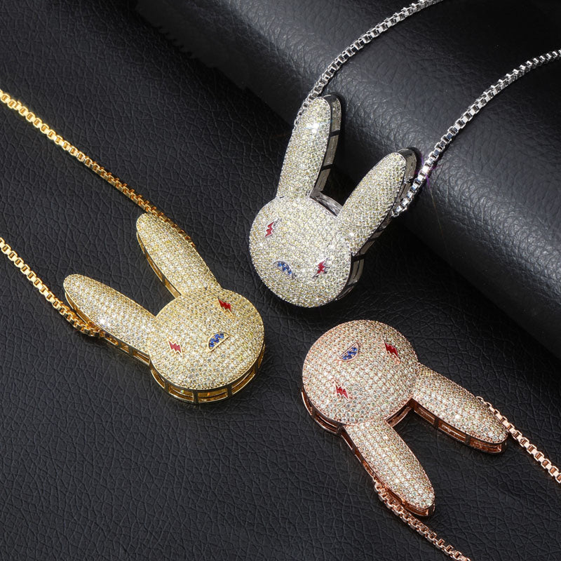 Custom bad bunny pendant & necklace free chain jbalvin drake music video diamond