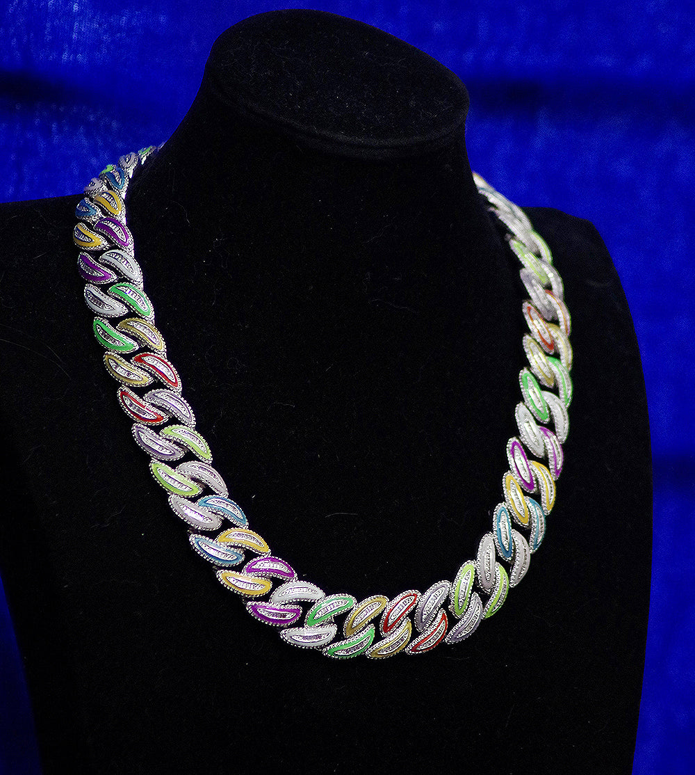 20mm glow in the dark enamel cuban link necklace chain as seen on Travis Scott Melted Utopia dream