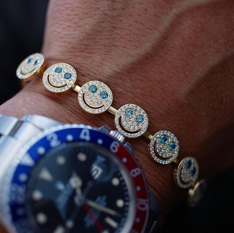 EYEFUNNY smiling face bangle bracelet smiley diamond vvs アイファニー POGGY KIM JONES VIRGIL JBALVIN