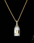 Fully iced diamond Moet & Chandon Brut Imperial pendant necklace chain yellow gold rapper jewelry