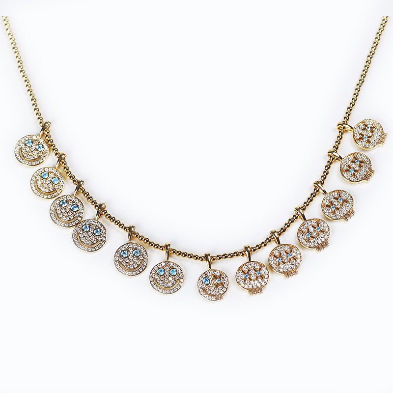 EYEFUNNY smiling face pendant necklace chain diamond vvs アイファニー POGGY KIM JONES VIRGIL JBALVIN